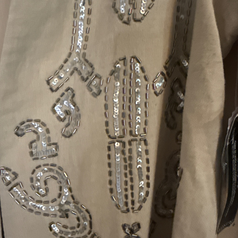 VENUS Beige Silver Sequin Blazer Jacket Size 12 - Picture 4 of 4